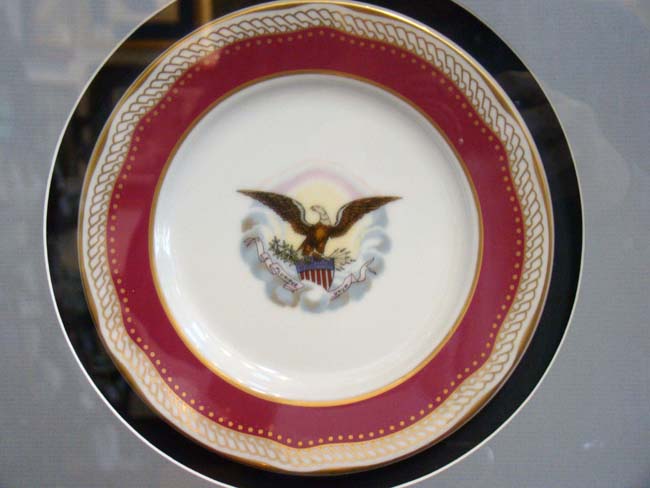 A beautifully framed Limited Edition reproduction dessert plate from Abraham Lincoln's White House Dinner Service